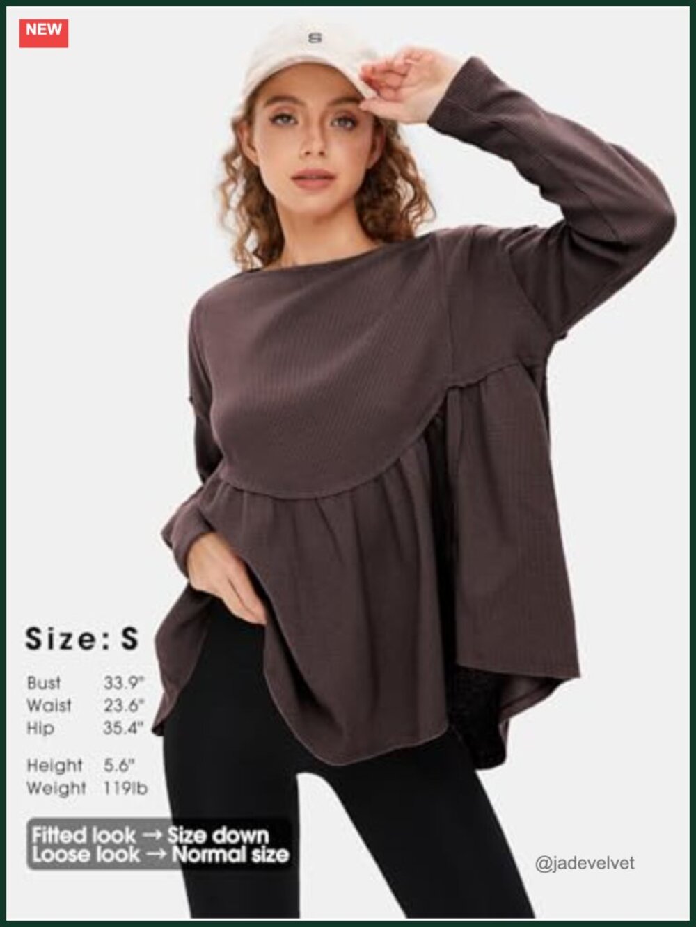 Womens Waffle Knit Long Sleeve Tunic Crewneck Loose Fit Babydoll Maternity Top - Picture 2 of 6